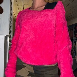 Hot pink free people sweater asymmetrical